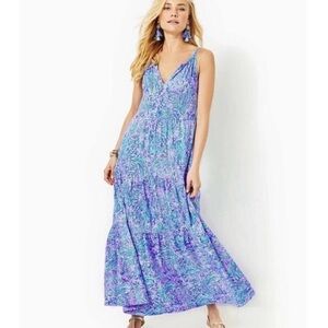 Lilly Pulitzer Maribella Halter Maxi Dress - We Mermaid It print